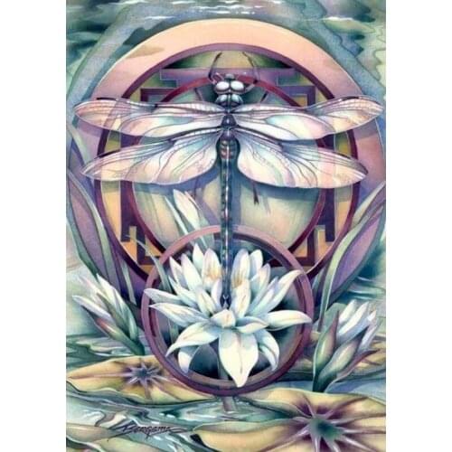 GATYZTORY 60x75cm Frame Diy Painting By Bumbers Kits Dragonfly lotus Flower Paint By numbers For Adults Home Decors