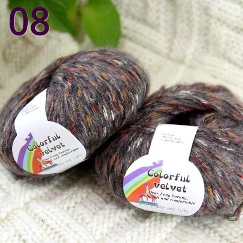 Sale of 2ballsX50g thread camel hair color broken line knitted scarf coat line mohair wool needlework Colorful Charco 824-08-2