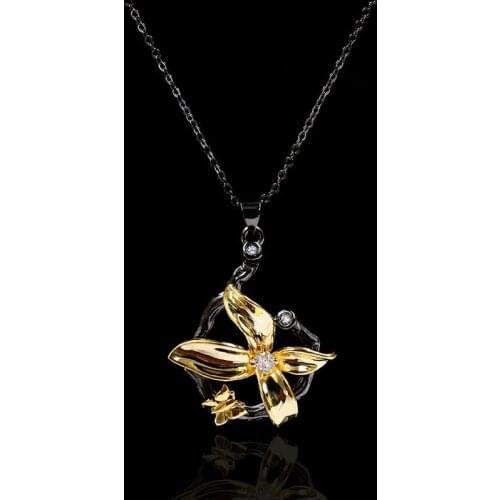 925 silver Italian Lati Texture Carved Gold Style Black Gold Two-tone Bouche Jewelry Handicraft Brushed Necklace gift