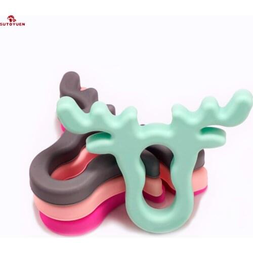 20pc BPA Free Silicone Beads Antlers Teether DIY Animal Teething Pendant Sensory Toy Accessories Food Grade Baby Teethers