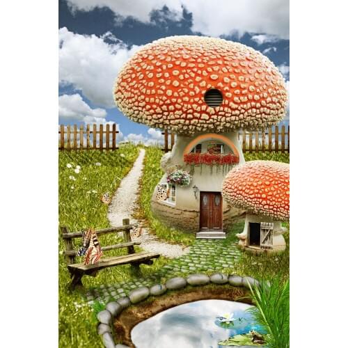 Fairy Tale 5*7ft Photography Backdrops Background Mushroom Long Stone Road Newborn Baby Photo Studio Props Fotografia