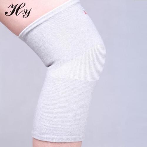 Bamboo Charcoal Knee Sports Elastic Leg Knee Support Brace Wrap Protector Patella Guard Volleyball Warm Knee Pad Gray Free Size