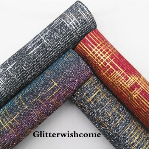 Glitterwishcome 21X29CM A4 Size Synthetic Leather, Color Changing Mesh Glitter Leather fabric Vinyl for Bows, GM056A