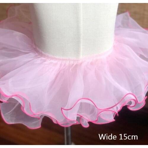 1M Tulle Lace Fabric 15cm Wide Lace Ribbon Trim Guipure Crafts Laces Sewing Dress Pink Lace Collar Applique cinta de encaje LQ28
