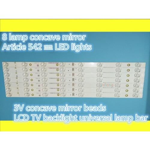 100% new8 lamp concave mirror 542 mm LCD TV backlight LED lamp bar concave bead diffuse reflection TV 3V8 lamp liquid crystal la