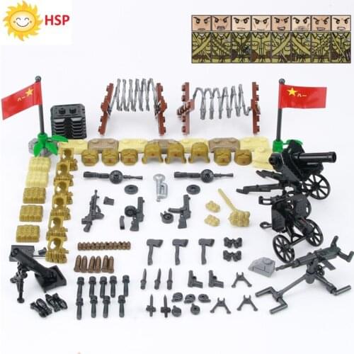 WW2 Army Soldiers Military Weapons Accessories Building Blocks Figures Helmet Weapons Army Military Bricks toys