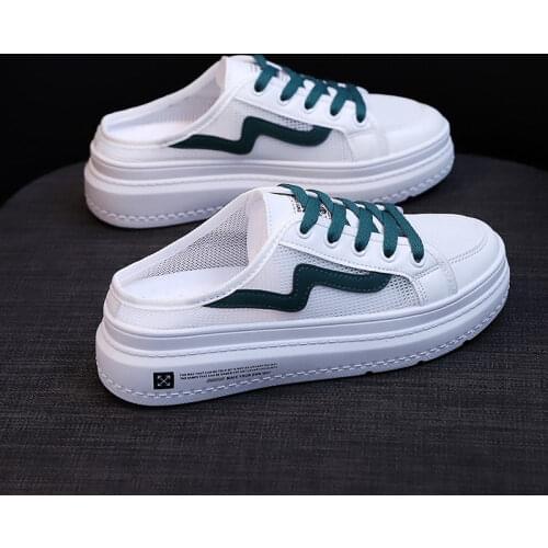 Women Shoes 2021 Fashion Summer Casual White Shoes Leather Breathable Hollow Platform Walk Shoes Woman Flat Sneakers Plus Size