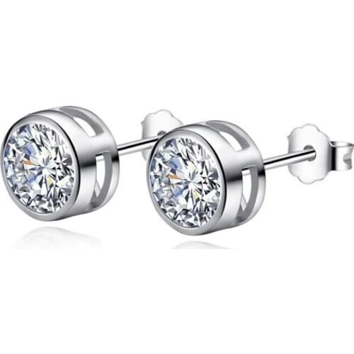 Cubic Zirconia Stud Earrings for Women Sparkling Round Shape CZ Stud Earrings Gift For Girl Friend Multicolor