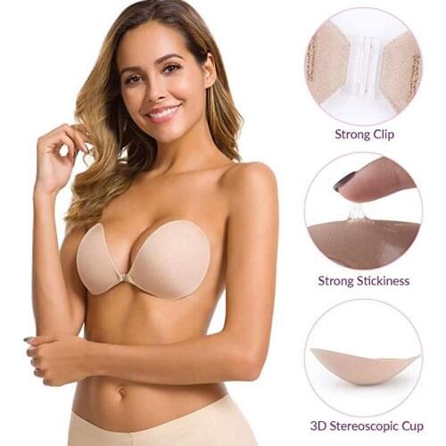 Women Breast Bra Enhancer Push Up Bra Self Adhesive Silicone Padded Chest Invisible Backless Bralette Seamless Bra Intimates