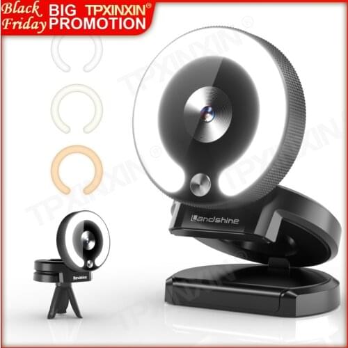 1080P HD Webcam With Ring Light And Privacy Cover Autofocus Plug And Play Webcam Online Learning Zoom Meeting Skype Team PC Mac