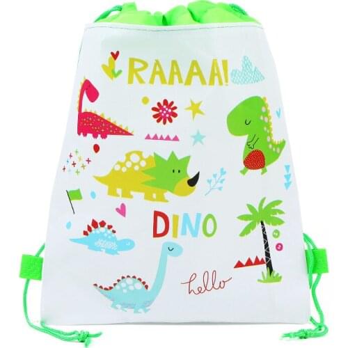 12PCS Dinosaur Party Gift Drawstring Bag Jungle Party Favor Cute Giveaway Kids Happy Birthday Party Supply Souvenir