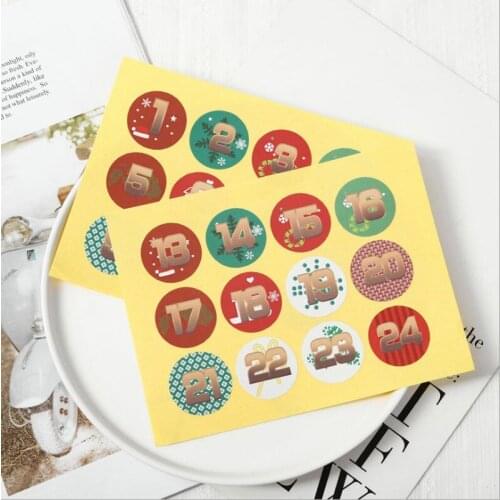 120pcs/lot Round Christmas Tree Digital Snowflake Business Decoration Packaging Scrapbook Party Gift Box Sealing Sticker