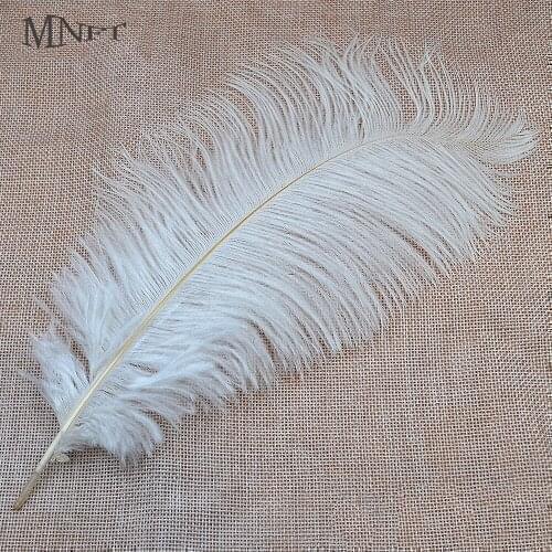 MNFT 5PCS 30-35cm Length Pure White Ostrich Feathers Fly Fishing Bait Lures Materials
