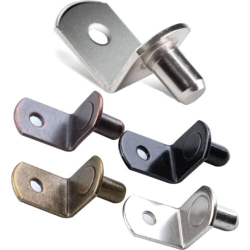 50Pcs Shelf Brackets Support Studs Pegs 6mm Metal Pin Shelves Seperator Fixed Cabinet Cupboard Glass Furniture Bracket Holder