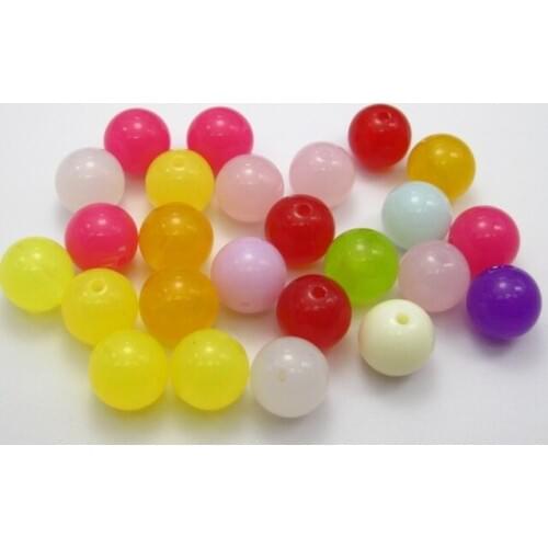 50 Mixed Color Acrylic Smooth Ball Round Beads 14mm Jelly Tone