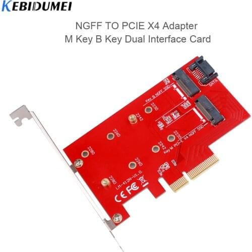 KEBIDUMEI NGFF TO PCIE Adapter M Key B Key Dual Interface Card M.2 SSD Support PCI Express 3.0 2230 2242 2260 2280 Size M2 SSD