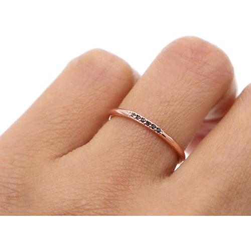 Promotion Wedding Copper Anillos New Arrival Rose Delicate Ring Micro Paved Aaa Cz Midi Finger Thin Tiny Women Size