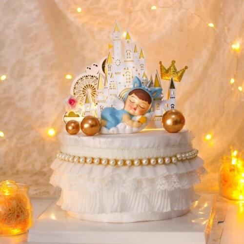 White gold Ferris Wheel Castle birthday party Cake Topper Paper creative wedding cake Toppers Kids Birthday Dessert Decoration