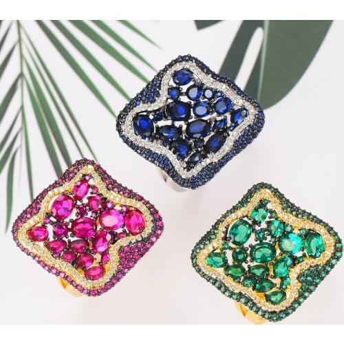 Blachette Noble Dubai Charms Luxury Noble Shiny Crystal Rings For Women Bridal Wedding Banquet Party Brincos Para as Mulheres