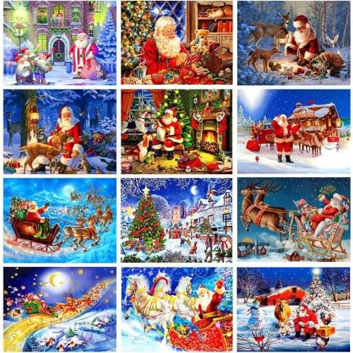 CraftArtGo 5D DIY Diamond Embroidery Santa Claus Full Square Round Rhinestone Mosaic Painting Cross Stitch Flowers Diamond Kit