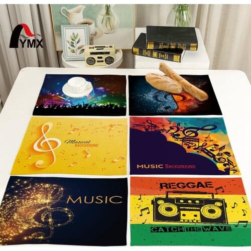 FYMX Musical Note Placemat Hippie Music Style Placemats Banquet Friends Gathering Table Decoration Cushion