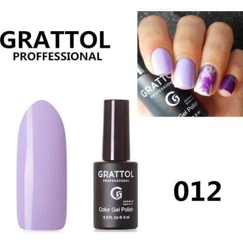 GRATTOL Professional Matte Gel Nail Polish Light Purple Color Soak Off UV 012 9ml Primer Nail Art Hybrid Varnish Base Top