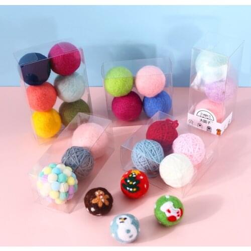 Pet cat interactive bell wool felt yarn toy ball soothing throwing ball dog set cat toy interactive toy ball toy Multicolor suit