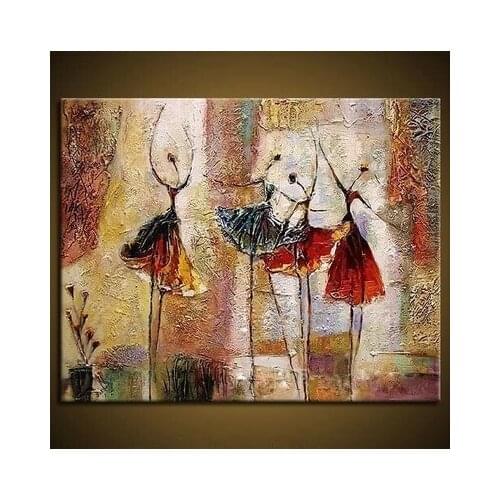 Asian style Modern Abstract Huge Art Oil Painting Canvas: Dancers (No Framed)