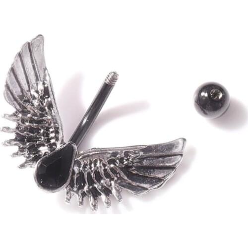 Fashion Belly Button Ring Navel Piercing Jewelry Wing Shape Stainless Alloy Jewelry Body Piercing For Women