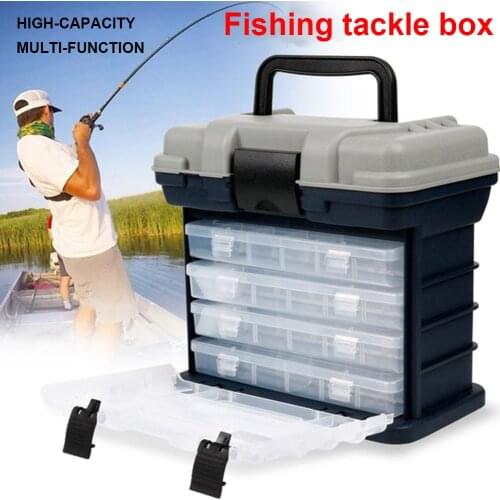 27*17*26cm Portable 4 Layers Big Fishing Tackle Box Plastic Handle Fishing Box Carp Fishing Case Tools Fishing Accessories