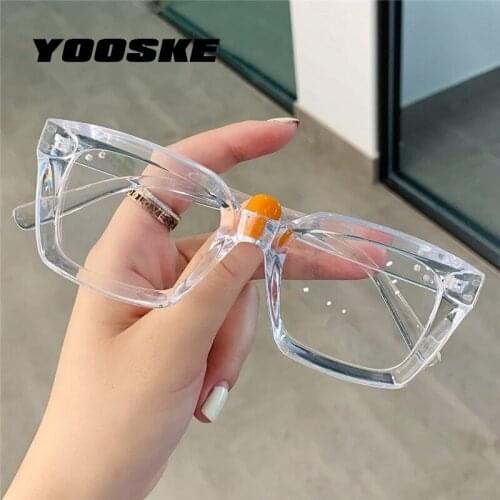 YOOSKE Classic Square Glasses Frames Men Clear Eyeglasses for Women Vintage Brand Optical Spectacles Black Student Eyewear