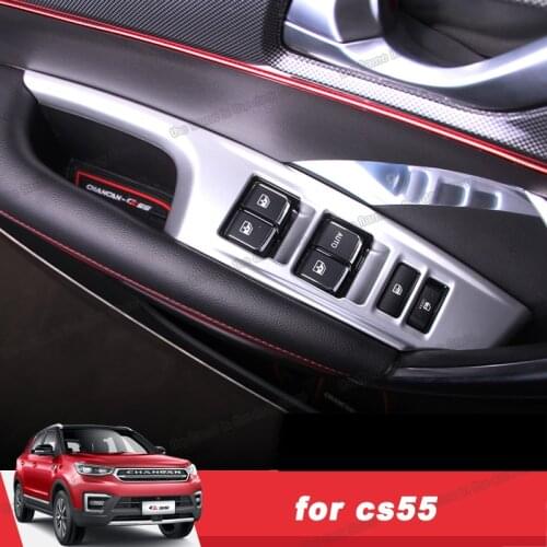 Lsrtw2017 Car Window Lifter Switch Control Panel Cover Trims Moldings for Changan Cs55 2017 2018 2019 2020 2021 Accessories Auto