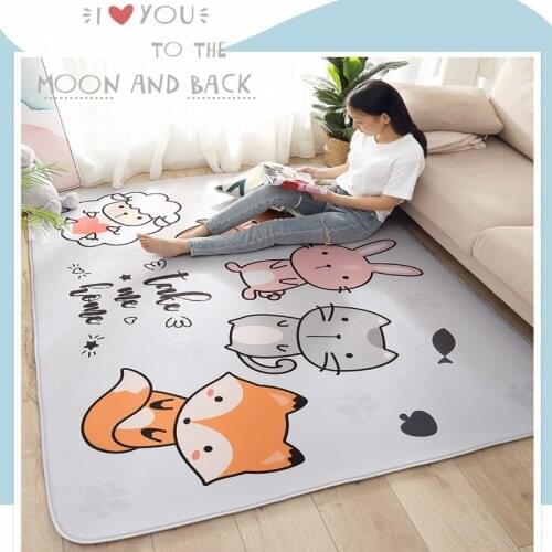 Cute Cartoon Animal Big Carpet Bedroom Living Room Childrens Rectangular Crawling Soft Mat