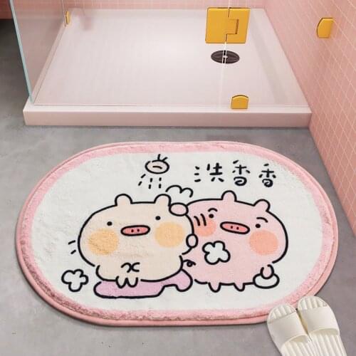 Cartoon Carpet Bathroom Plush Warm Carpet Water absorption Non-slip Cute Plants Animal Mat Rug Bedroom Mat