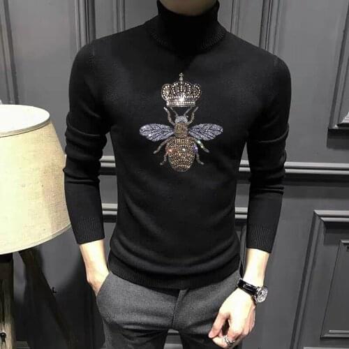 Bee Designer Winter Plus Size M-5XL Cashmere Mens Turtleneck Aweater Brand Sweatshirt Slim Pullover