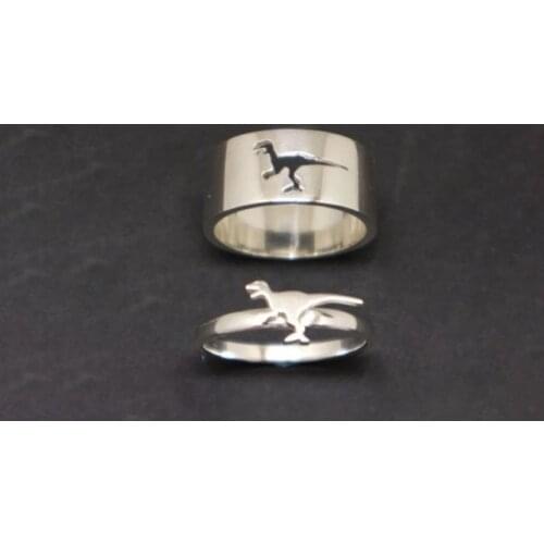Couple Rings Set Silver Plated Cute Dinosaur Ring Men Women Lovers Jewelry Engagement Ring Wedding Band Anniversary Gifts