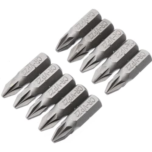 10pcs Pozi 2 PZ2 Screwdriver Bits Drive Hex Screw Driver Set 25mm For Power Tools