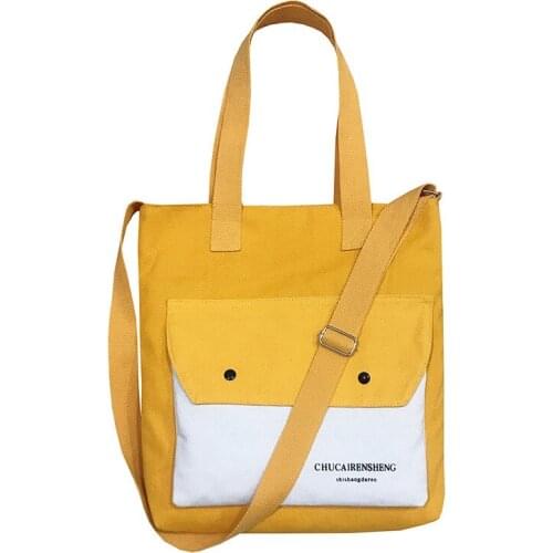 New Canvas Tote Bag for Women 2021 Yellow&Black& White Cloth Shopping Bag High Quality Reusable Casual Book Computer Bag
