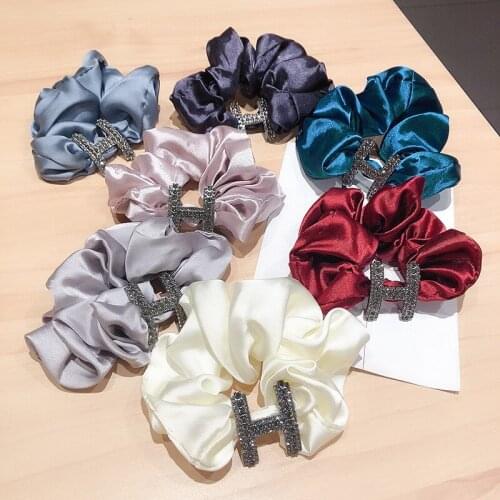 New Fashion Ribbon Rhinestone Elastic Hair Band Korean Elegant Ponytail Rubber Hair Ties Headbands Hair Accessories for Women