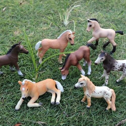 Oenux Wild Animals Model Toys Horse Simulation Farm Pony Action Figure Miniature Children Birthday Gift