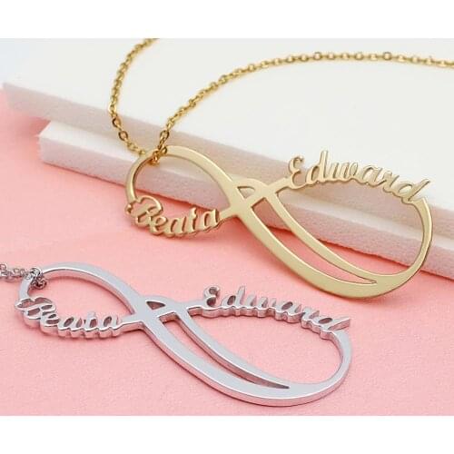 Infinity Name Necklace,Personalized Infinity Necklace,Two Names Infinity Pendant,Custom Necklace,Gift For Her