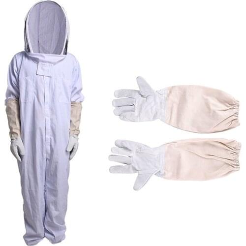 Bees, anti-bee coats, thick white space suits and sheepskin gloves set, space suits, one-piece bee-keeping clothes