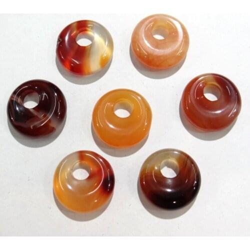 Wholesale 15pcs 18mm natural stone gogo donut charms red agates pendant for jewelry making necklace Accessories