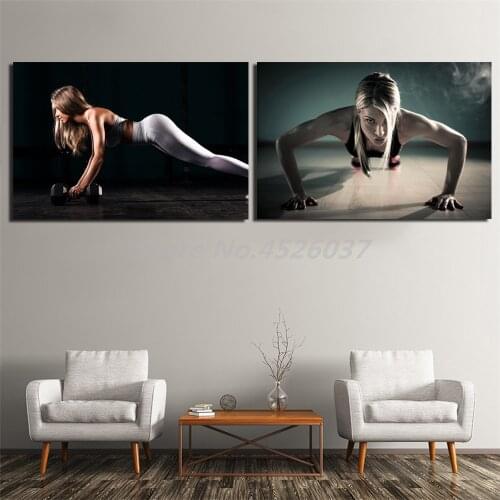 Sexy Women Fitness Bodybuilding Canvas Prints Picture Modular Paintings For Living Room Poster On The Wall Home Decor