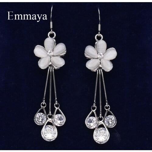 Emmaya Distinctive Pure Flower Design Earring Women&Girls Dreamlike Long Style Zirconia Ornament Wedding Party Elegant Choice