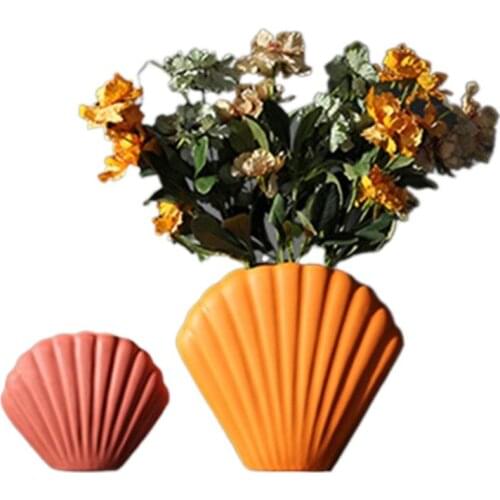 Nordic Art Shell Vase Creative Ceramic Figurines Modern Minimalist Home Decor For Wedding Decoration