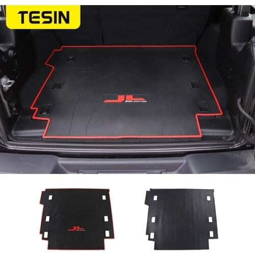 TESIN 3D Cargo Trunk Organizer Tray Mat Slush Floor Mat Liner Mats Carpet Rubber Synthetic Leather For Jeep Wrangler JL 2018
