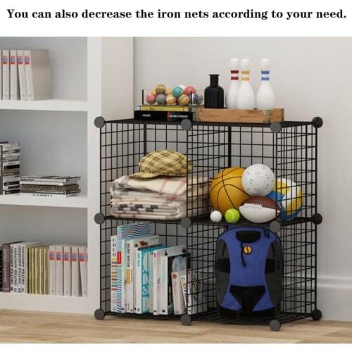 3 Layer Steel Wire Mesh Cube Living Room Storage Rack Bathroom Kitchen Storage Rack Black Organizing Bookrack Holder