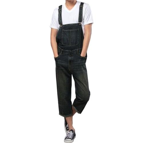 2020 Spring Denim Bibs Mens Korean Overalls Siamese Cropped pants Denim overalls Womens jeans Size S M L XL XXL 4XL