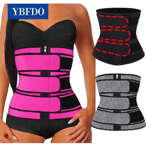 YBFDO 2021New Waist Trainer Corset Women corset zipper three-row belt sports waist training device bodysuit slimming tight belt